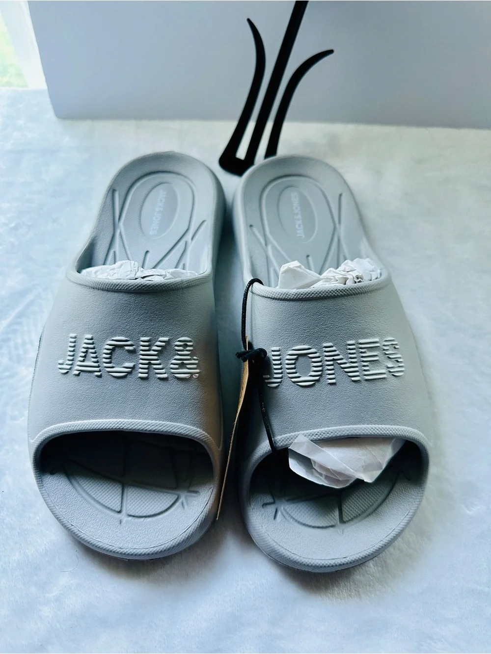 Jack & Jones Gray Slides Pool Slides Mens US Size 9 EU 42 Sandals Flip Flops
